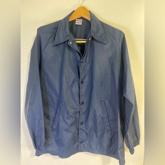 Vintage 70’ Men’s Medium  Blue Windbreaker Jacket – Snap Up Lightweight Jacket - Picture 1 of 3
